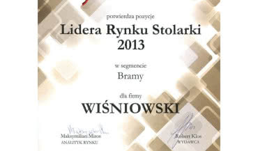 WIŚNIOWSKI Liderem Rynku Stolarki 2013