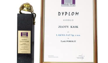 Złoty Kask dla tynków POROLIT firmy Lakma